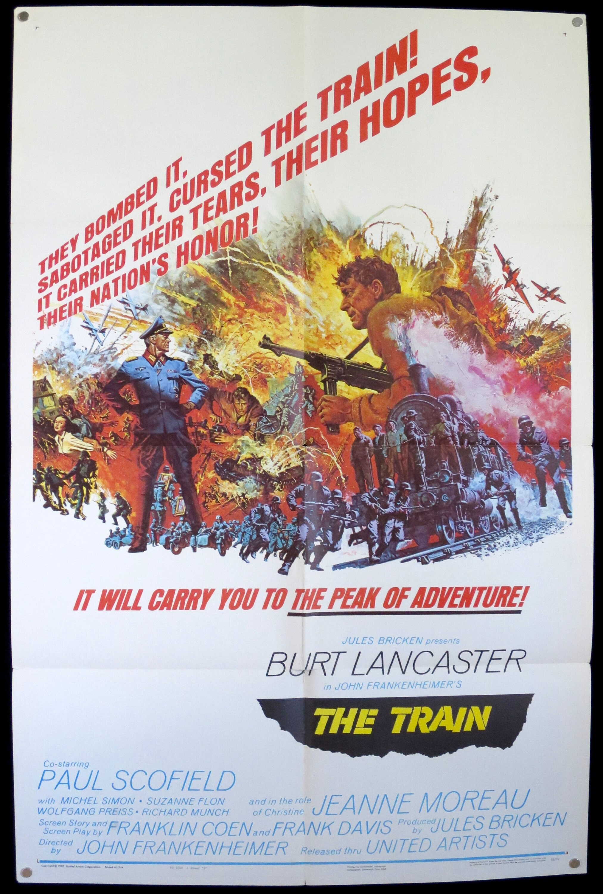THE TRAIN - 1 Sheet 1965 Original Style B in Very Good Cond - Awesome Frank McCarthy WWII Action Art! Burt Lancaster & Paul Schofield!