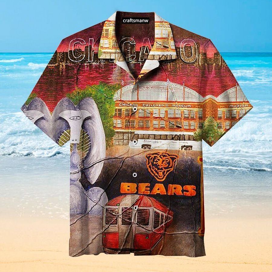 The Vintage Chicago Bears Nfl Hawaiian Graphic Print Short Sleeve Hawaiian Shirt size S - 5XL
