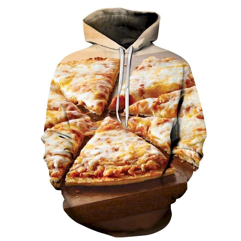 Thin Crust Cheese Pizza 3D Sweatshirt Hoodie Pullover Custom