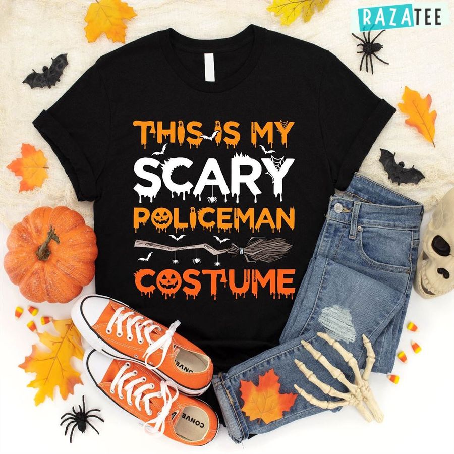 This Is My Scary Policeman Costume Halloween Gifts T-Shirt For Men Women