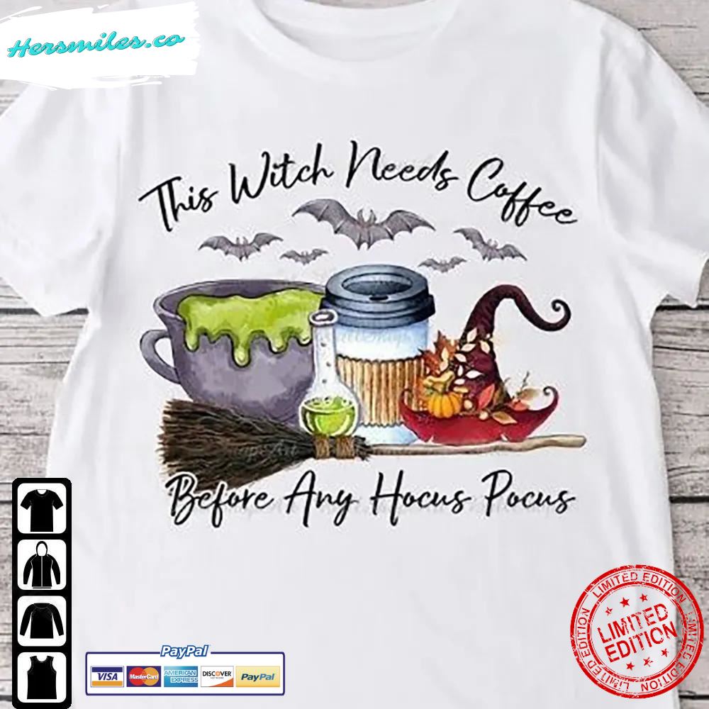 This Witch Needs Coffee Tshirt Halloween Boho Witch Shirt T-Shirt