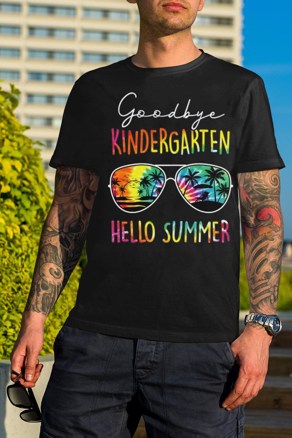 Tie dye goodbye kindergarten hello summer last day of school youth shirt