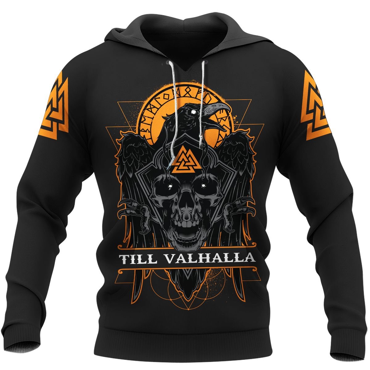 Till Valhalla Raven Viking Hoodie and T-shirt