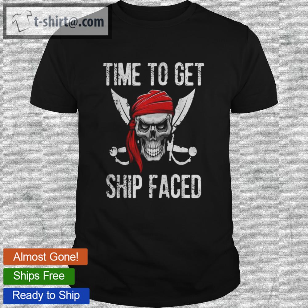 Time to get ship faced pirate skull summer vacation shirt