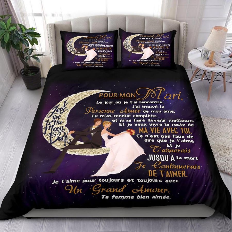 To My Husband To The Moon Bedding Set Duvet Cover Set