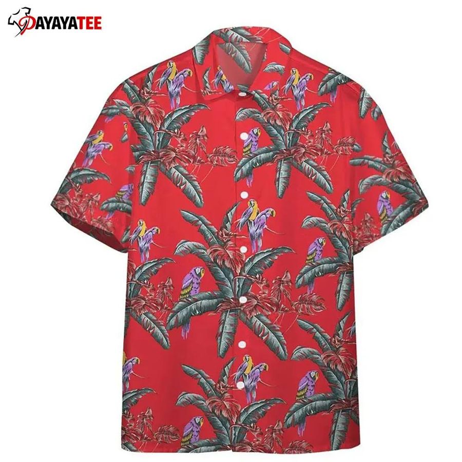 Tomselleck Hawaiian Shirt Jungle Bird Red Summer Aloha