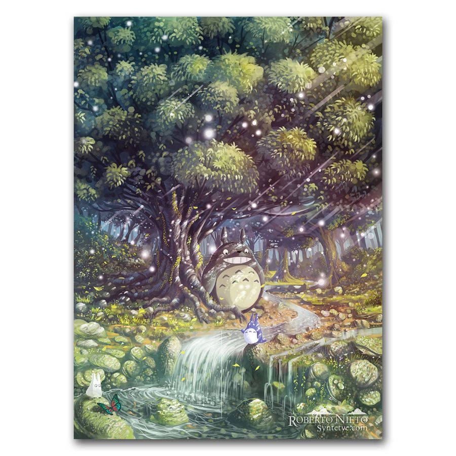 Totoro Poster Mayazaki inspired Movie Poster Print studio ghibli print