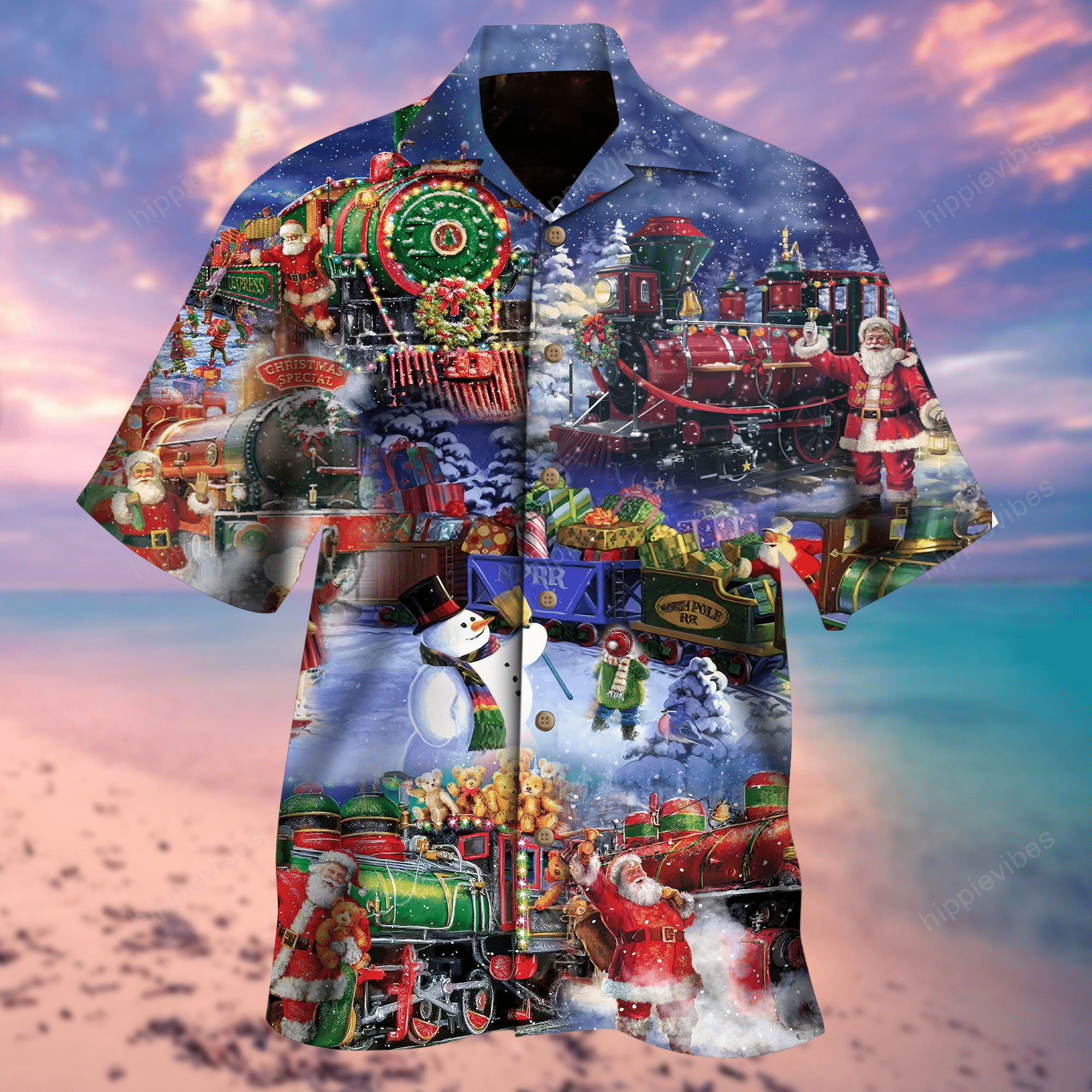 Train To Christmas Hawaiian Shirt RE