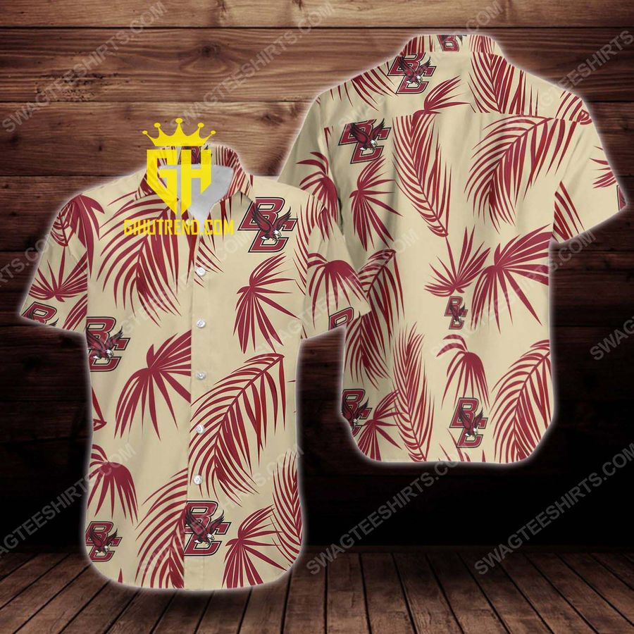 Tropical boston college eagles short sleeve hawaiian Shirt And Shorts