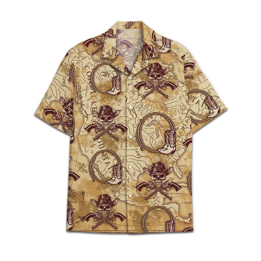 Tropical Summer Aloha Hawaiian Shirt Cowboy Skull HC-NQ15