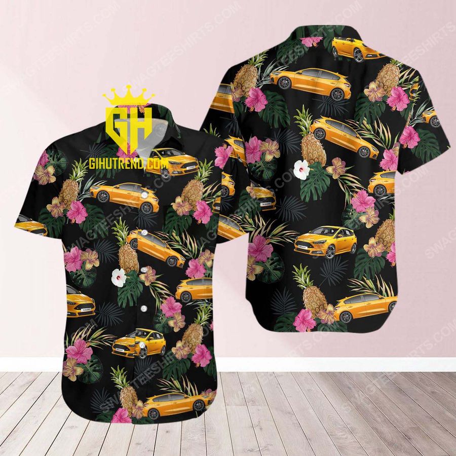 Tropical summer ford car short sleeve Summer Beach Hawaiian Shirt And Shorts