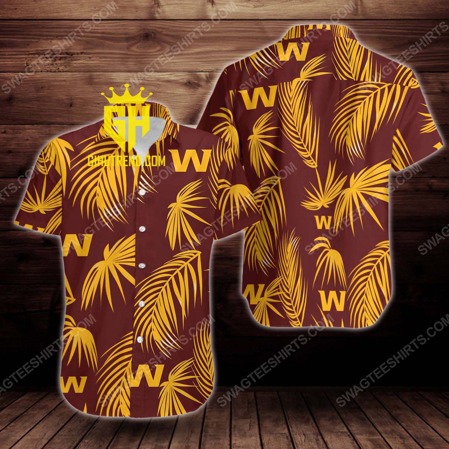 Tropical summer washington football team short sleeve hawaiian Shirt And Hawaiian Shorts
