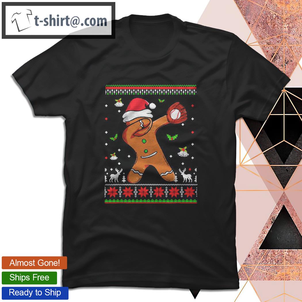 Ugly Christmas Dabbing Gingerbread Baseball Xmas Pajamas T-shirt