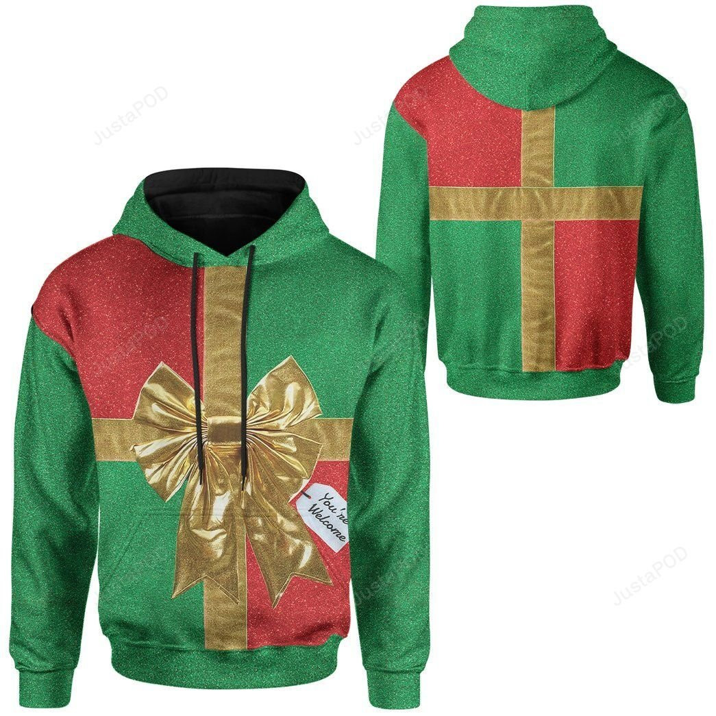 Ugly Christmas Green Gift Box 3D All Over Printed Hoodie