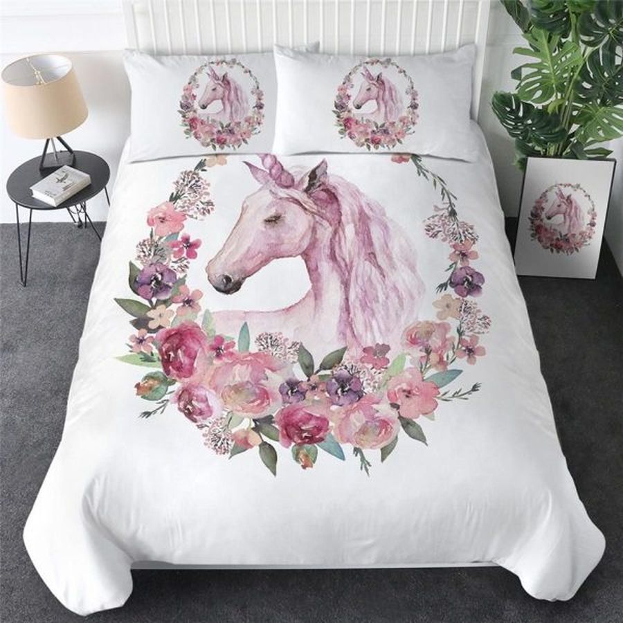 Unicorn Vintage Floral Bedding Set Twin