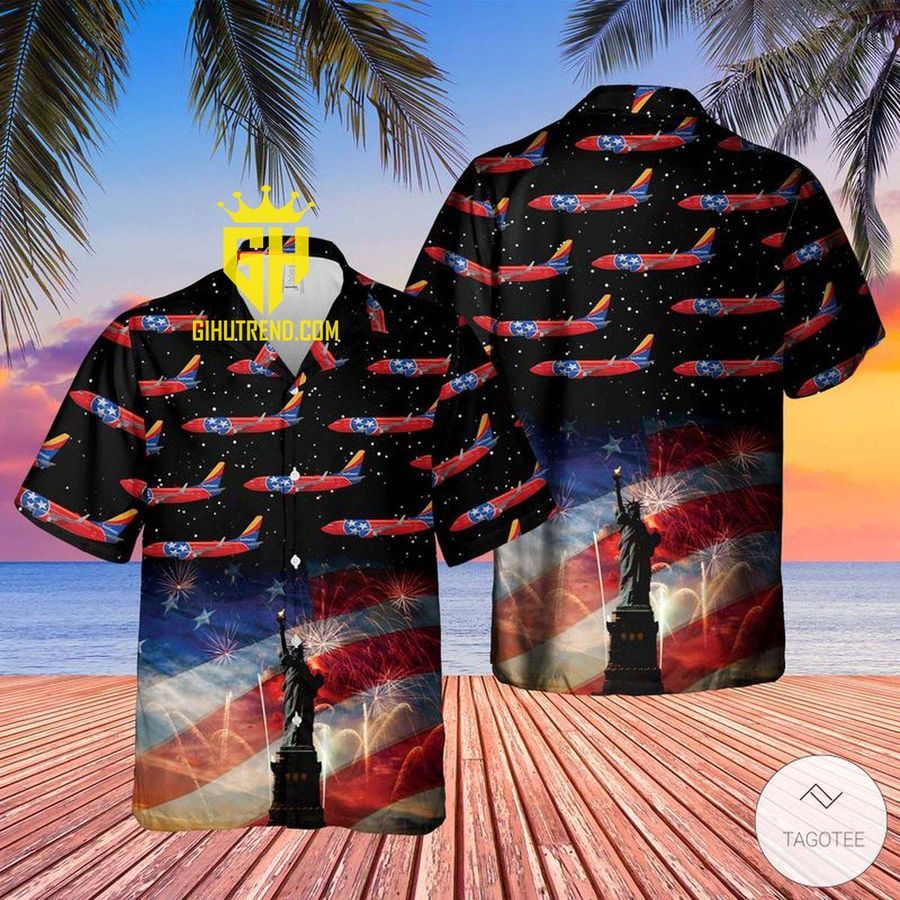 US Airlines 3 Tennessee Boeing 737-7H4 4th of July Hawaiian Shirt And Hawaiian Shorts