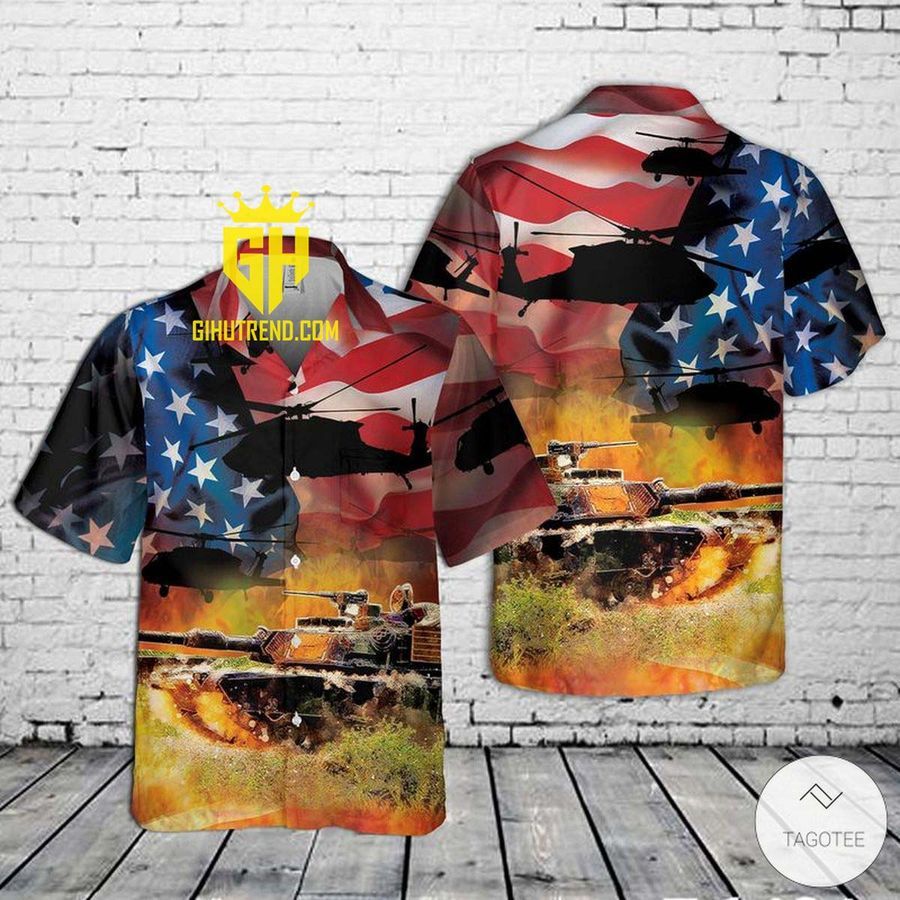 US Army M1 Abrams Flag 4th July Pocket Hawaiian Shirt For Fans