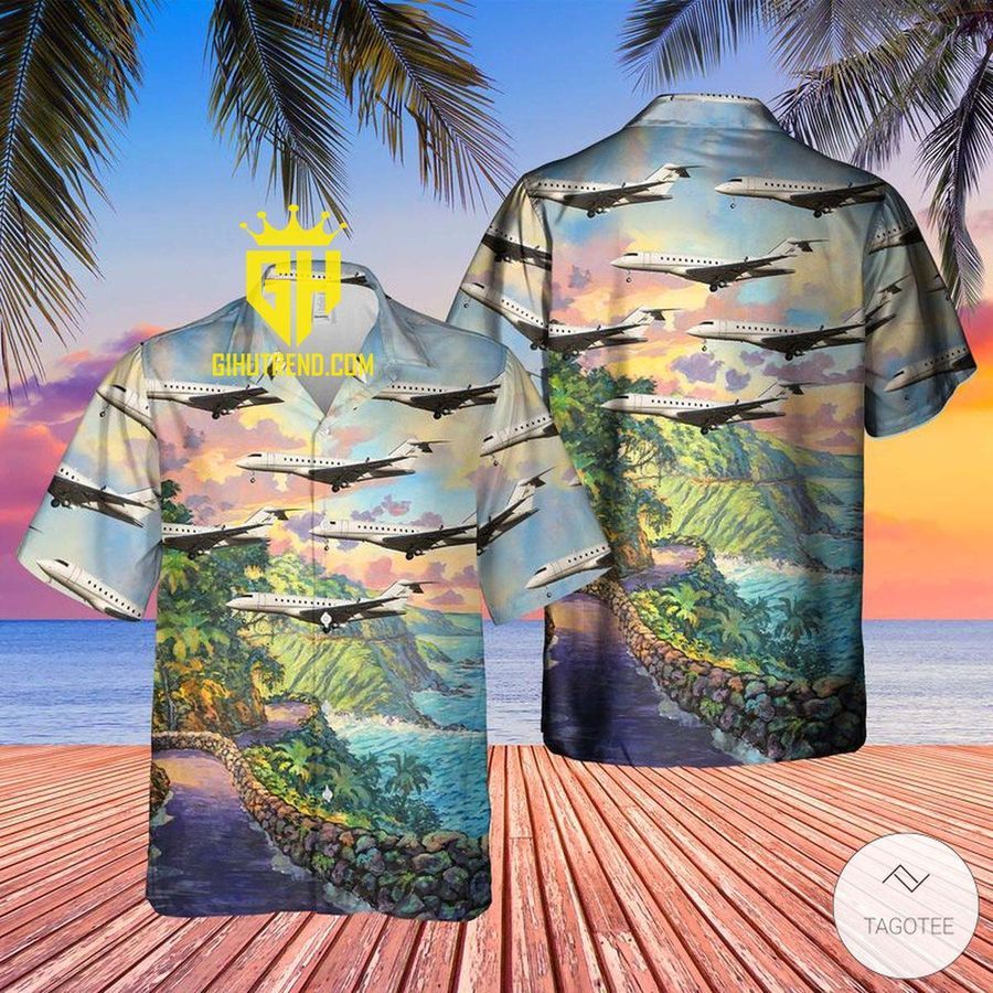 US Bombardier Global 5000 Hawaiian Shirt And Hawaiian Shorts