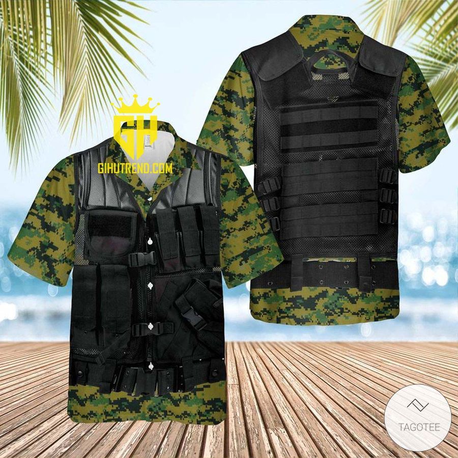 US Marine Corps Tactical Vest Hawaiian Shirt For Fans