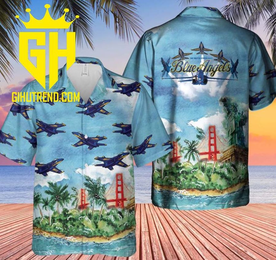 US Navy Blue Angels Hawaiian Shirt And Shorts