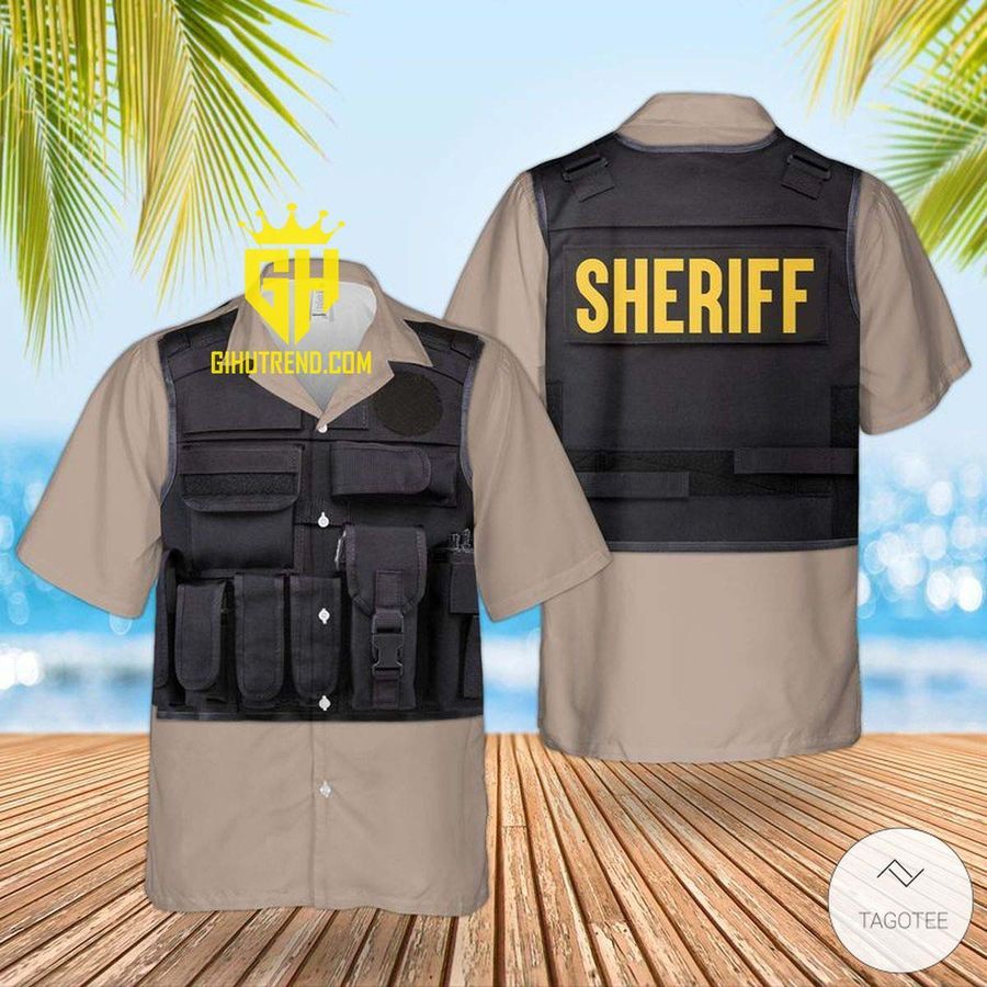 US Sheriff Armor Hawaiian Shirt And Hawaiian Shorts