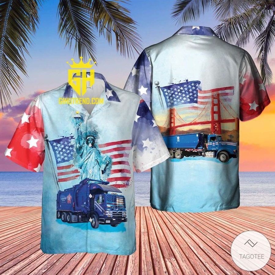 US Waste Collector Garbage Trucks 2 Independence Day Hawaiian Shirt And Hawaiian Shorts