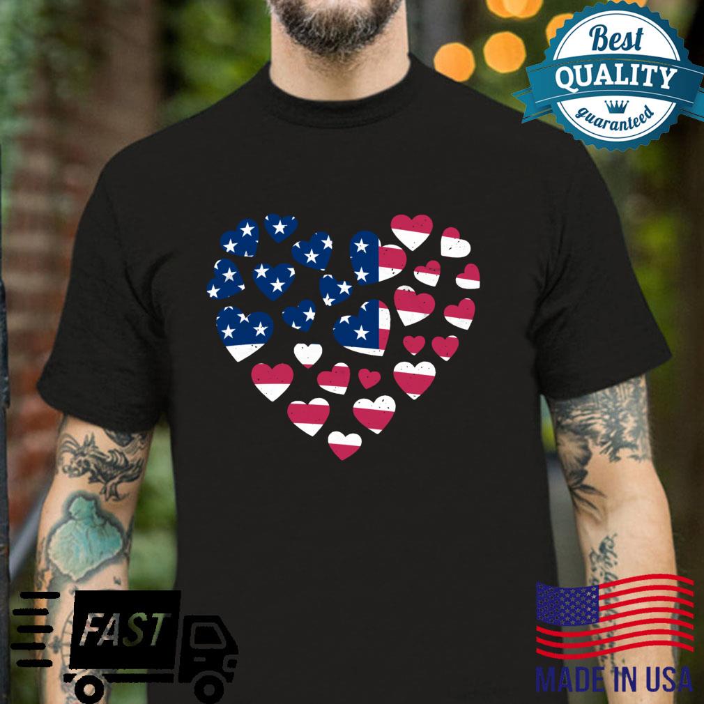 USA Heart Shape American Flag America Love Patriotic Shirt