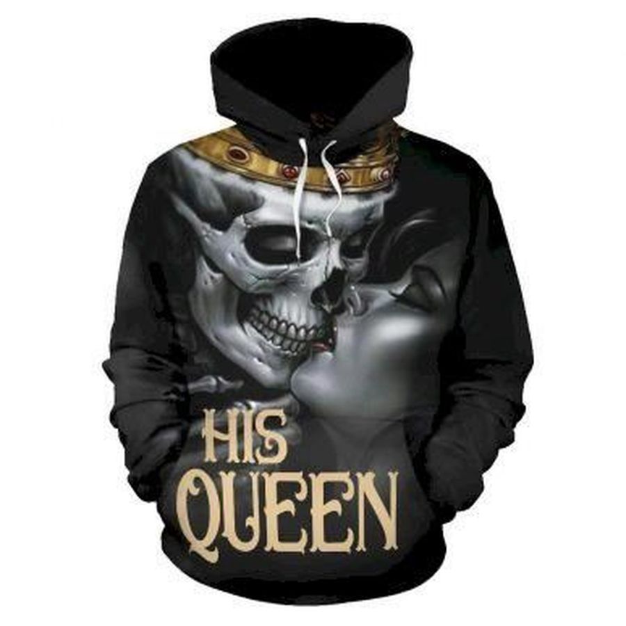 Valentine His Queen Couple Skull 3D Hoodie Sweatshirt