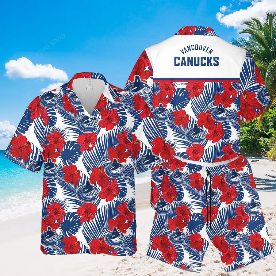 Vancouver Canucks Floral Hawaiian Shirt and Beach Shorts