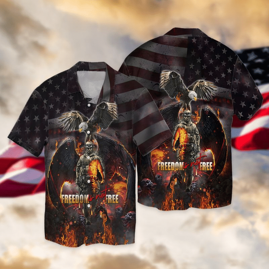 Veteran Eagle Freedom free Americam Flag Gift For Men And Women Graphic Print Short Sleeve Hawaiian Casual Shirt Y97.png