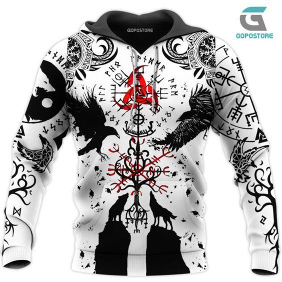 Vikings Tattoo Red Pullover And Zippered Hoodies Custom 3D Vikings Tattoo Graphic Printed 3D Hoodie All Over Print Hoodie For Men For Women