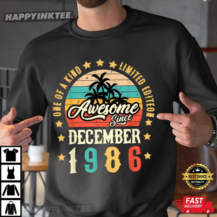 Vintage 35th Birthday Awesome Since December 1986 T-Shirt