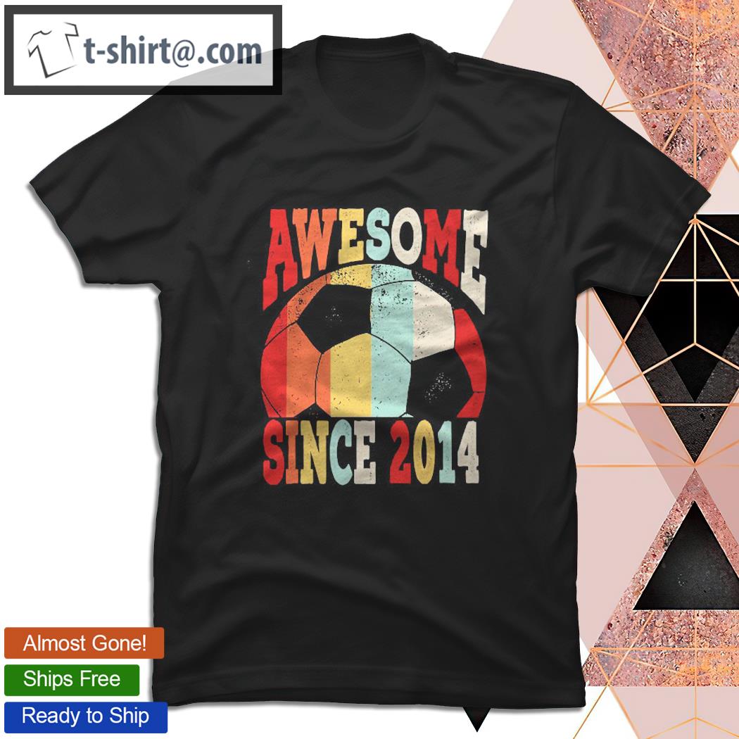 Vintage 7Th Birthday Soccer Awesome Since 2014 Kids Soccer T-shirt