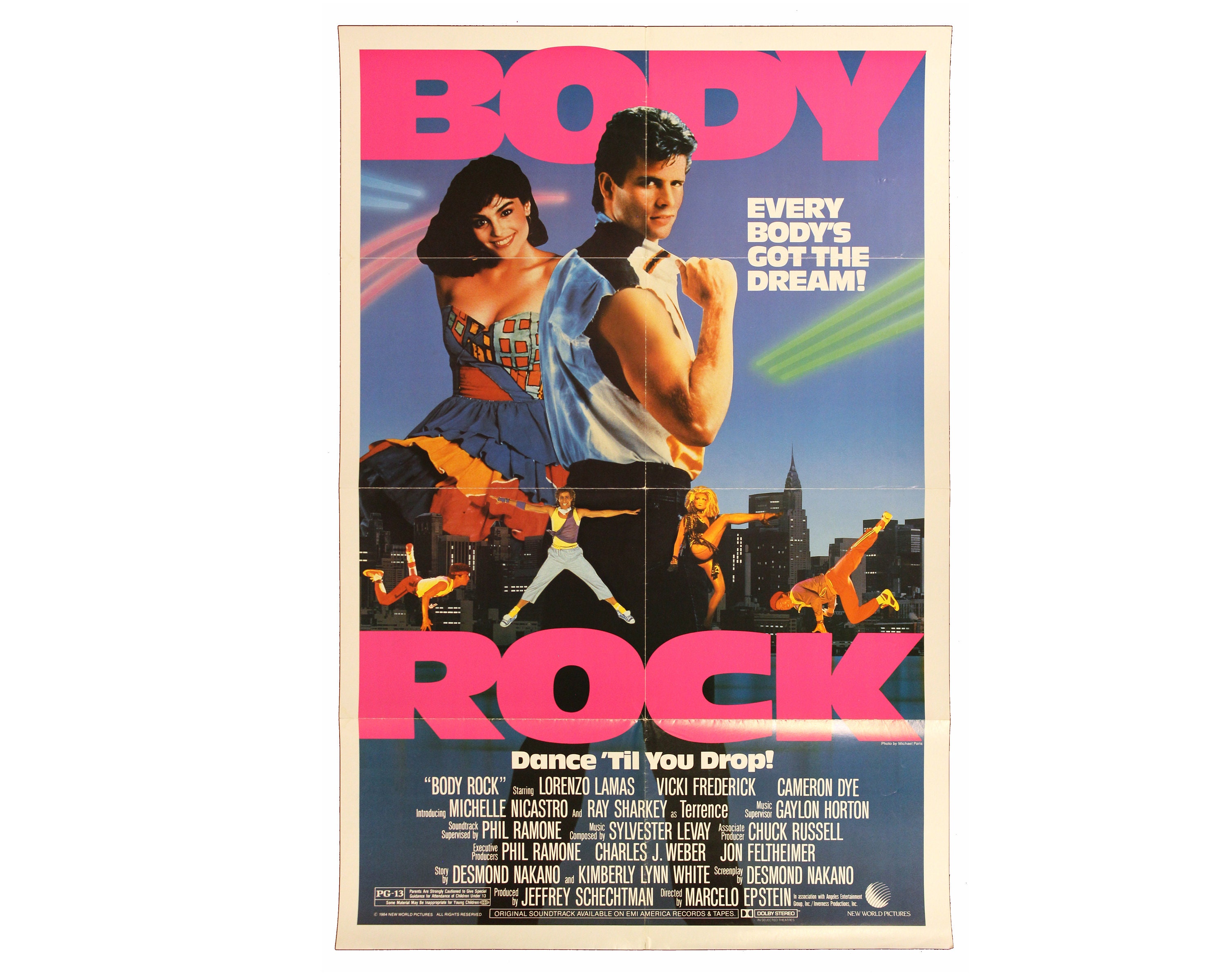 Vintage 80s Movie Poster - Original 1984 Body Rock - Retro 80's Film One Sheet Dance Dancing Dancer Break Ad Art 27 x 41