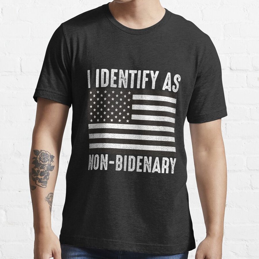 Vintage American Flag Patriots I Identify As Non-Bidenary Essential T-Shirt