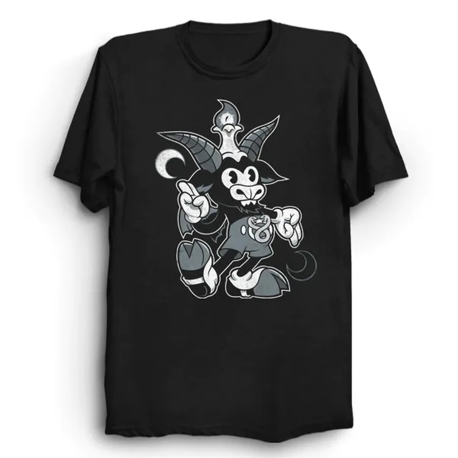 Vintage Baphomet Creepy Cute Goth Rubber Hose Cartoon Gothic Lgbt Aesthetic Clothing Unisex T-Shirt.webp