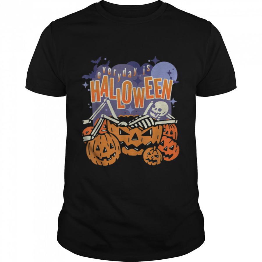 Vintage Everyday is Halloween Black Cat Pumpkin Halloween T-Shirt B0B7F1Q5W5