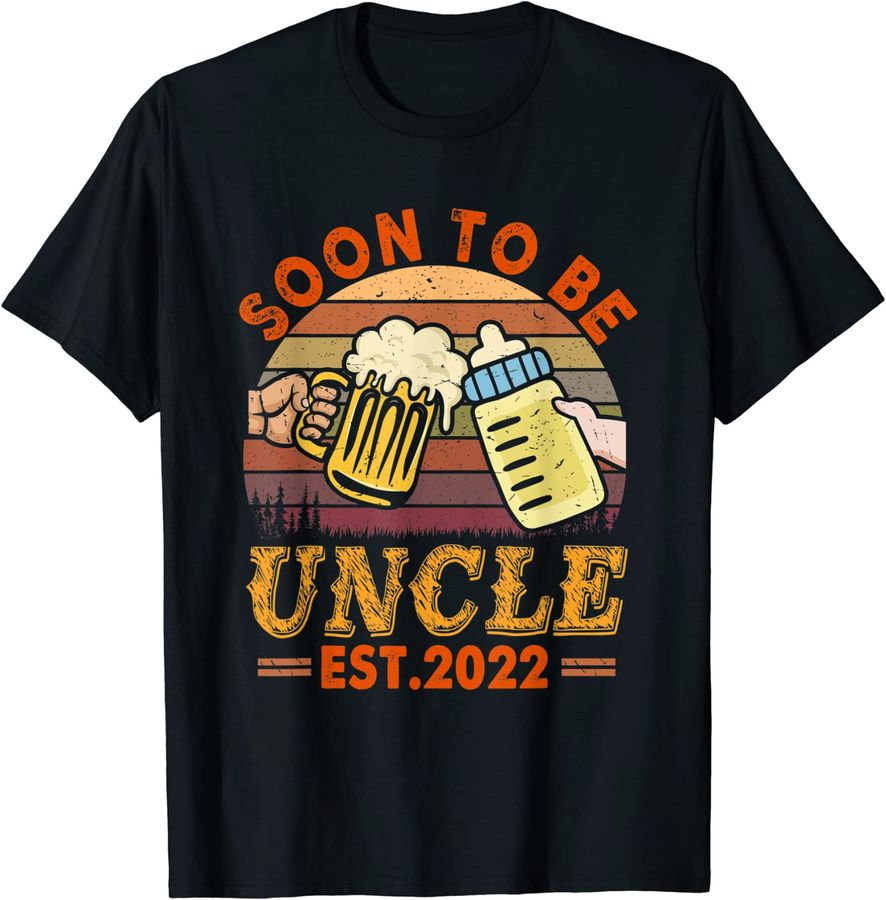 Vintage Retro Soon To Be Uncle Est 2022 Drinking Beer Lover