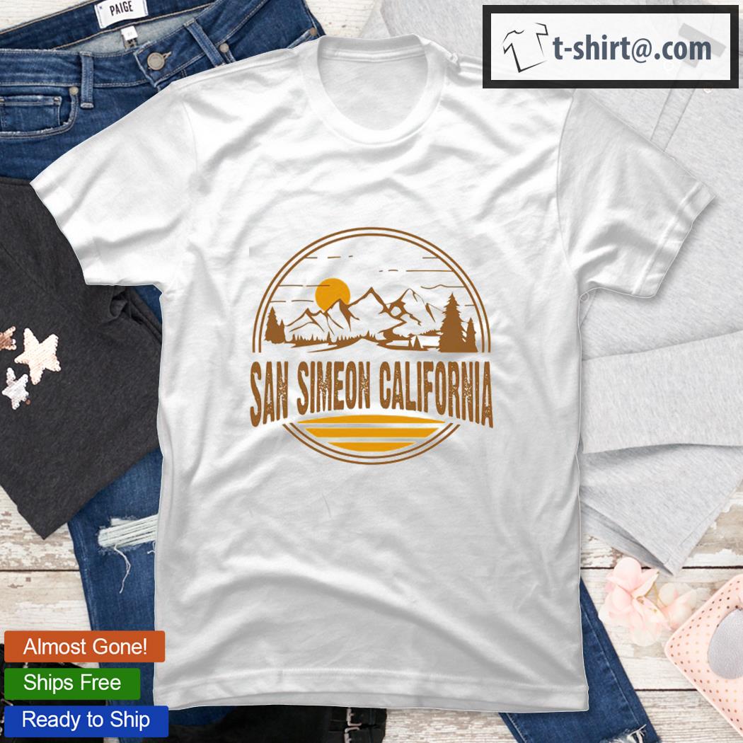 Vintage San Simeon California Mountain Hiking Souvenir Print Shirt