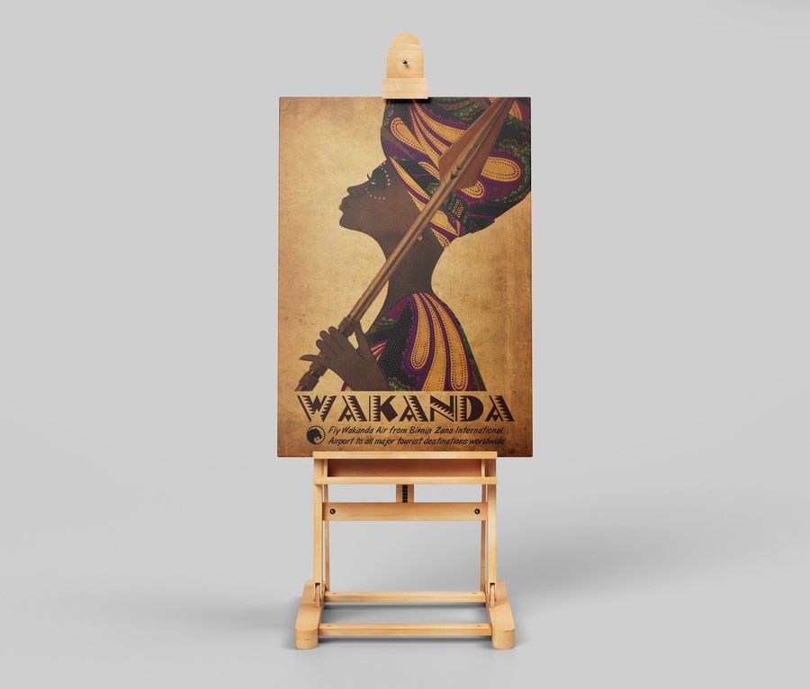 Vintage Style Black Panther Inspired Fly Wakanda Air Travel  A4 A3 A2 A1 Art Print