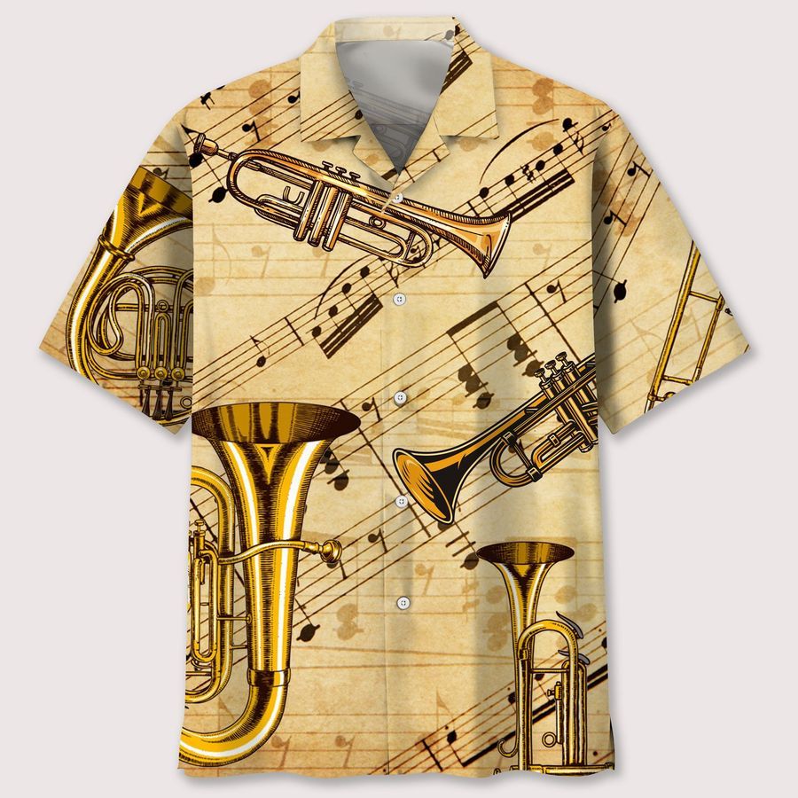 vintage trumpet music notes Hawaiian Shirt