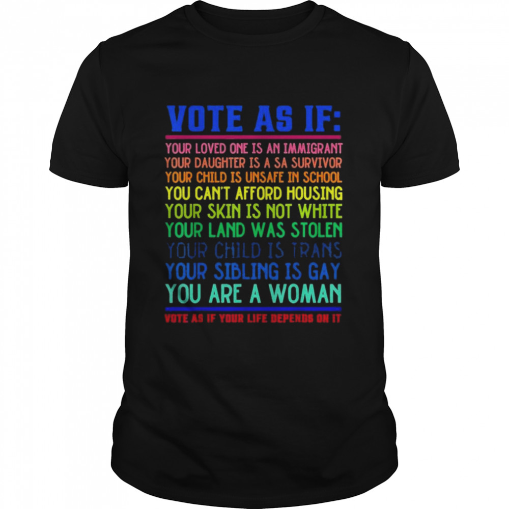 Vote As If Your Life Depends On It Human Rights 2022 Shirt