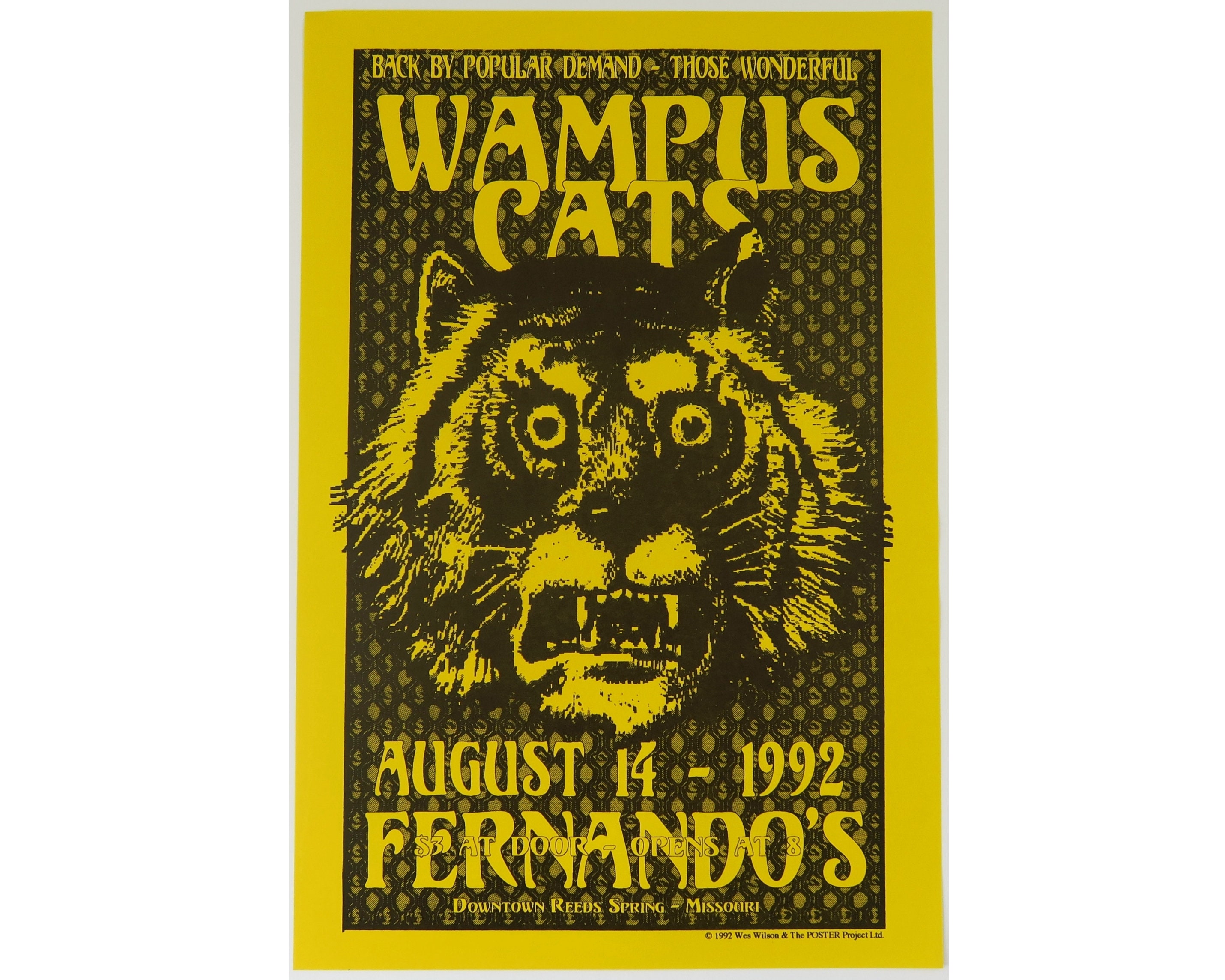 Wampus Cats at Fernando's - Reeds Spring, MO - August 14, 1992 - Wes Wilson Poster Project - Ozarks Music