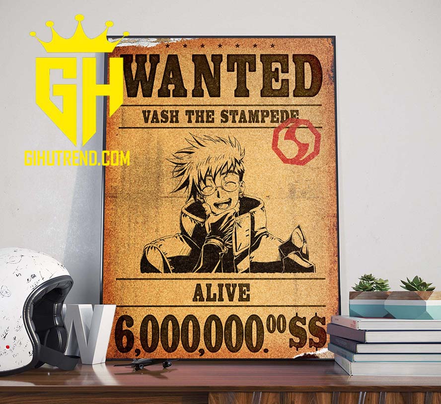Wanted Vash The Stampede Alive 6000000 Trigun Poster Canvas