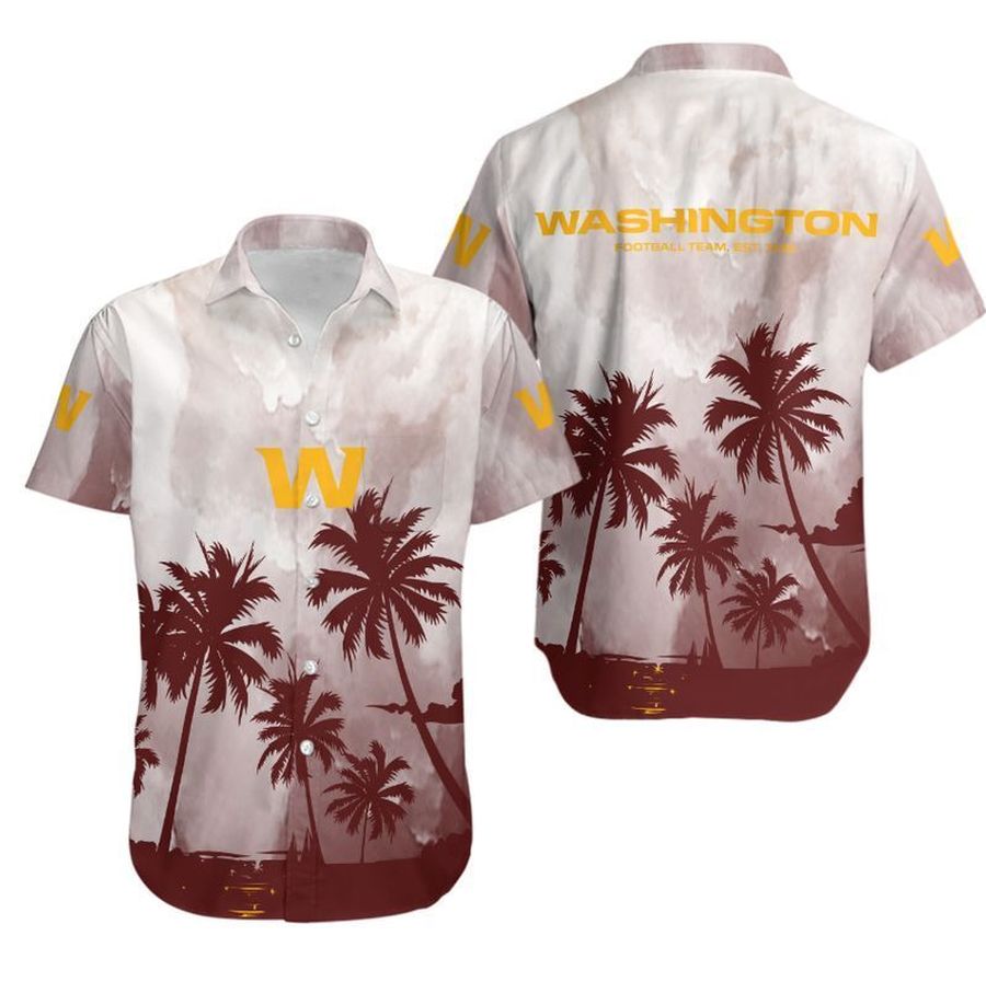 Washington Football Team Coconut Trees NFL Gift For Fan Hawaiian Graphic Print Short Sleeve Hawaiian Shirt H97 - 3495