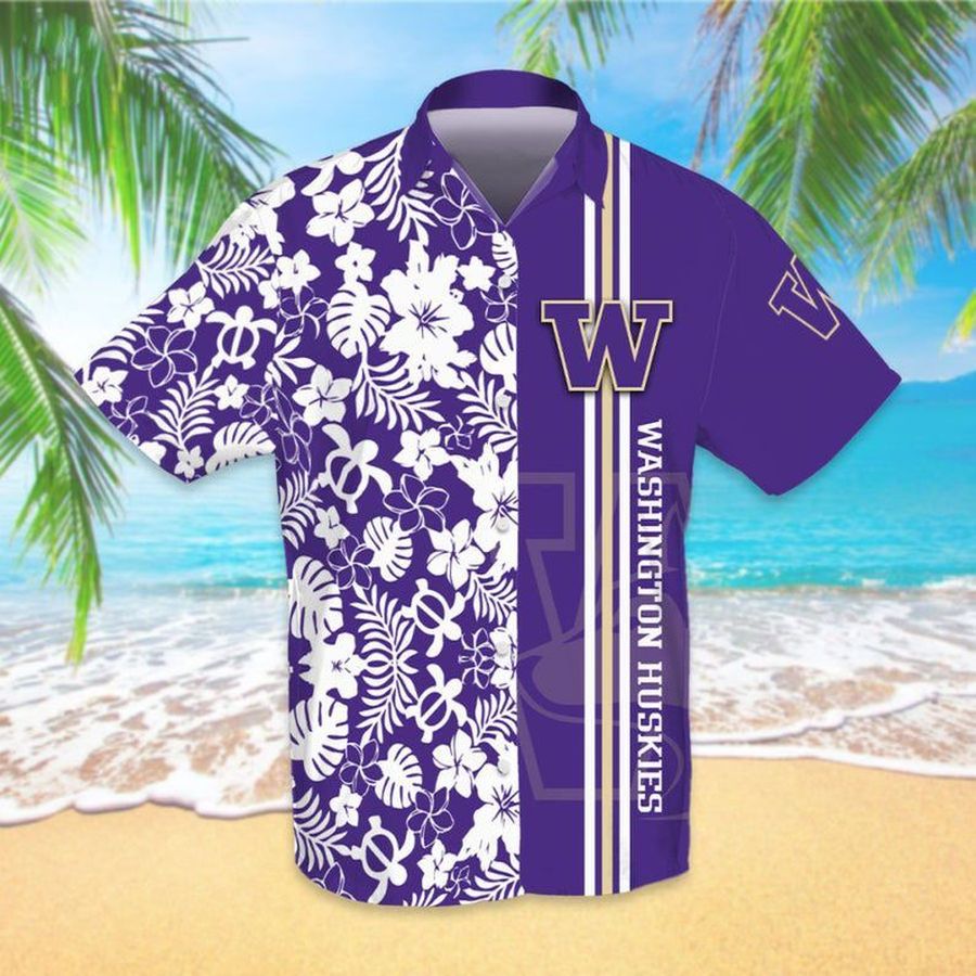 Washington Huskies Ncaa Football Sport Cool Hawaiian Graphic Print Short Sleeve Hawaiian Shirt size S - 5XL