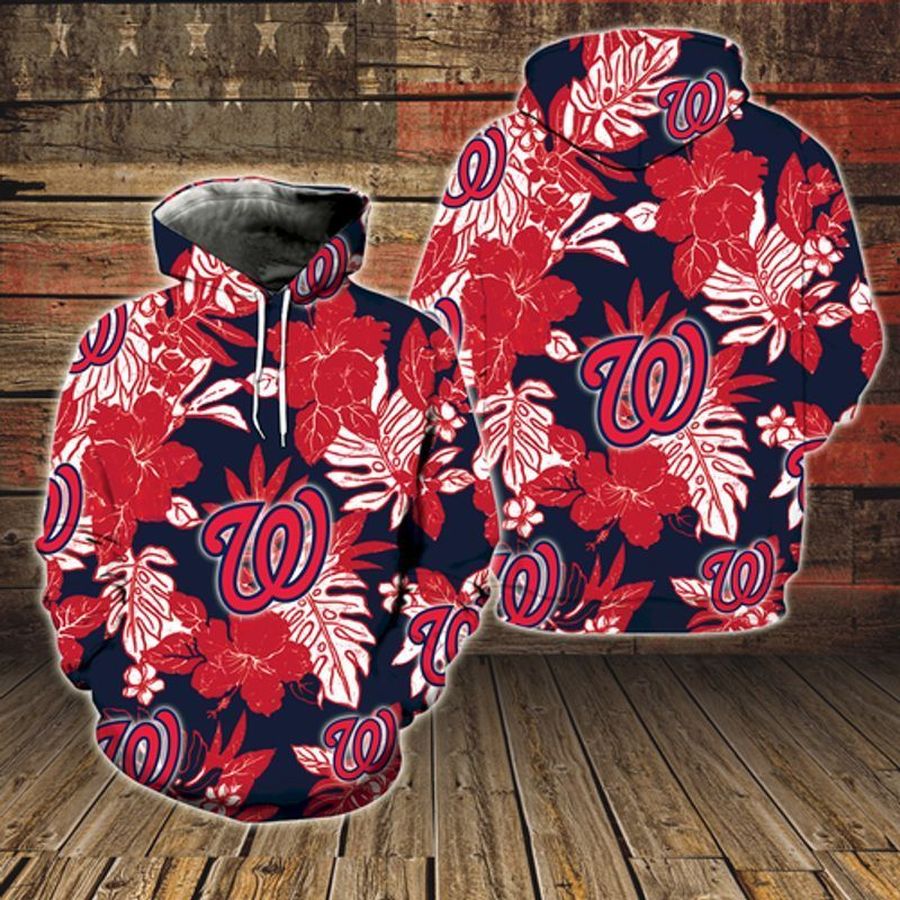 Washington Nationals MLB Hawaiian Tropical Flower Gift For Fan 3D Hoodie All Over Printed Hoodie TN01 - 8660