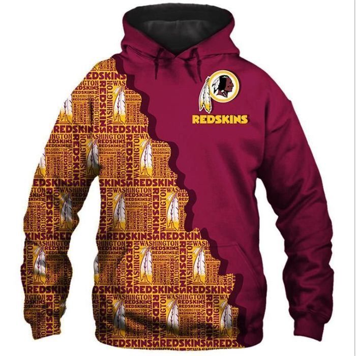 Washington Redskins 3D Hooded Pullover Sweater Hoodie Perfect Gift