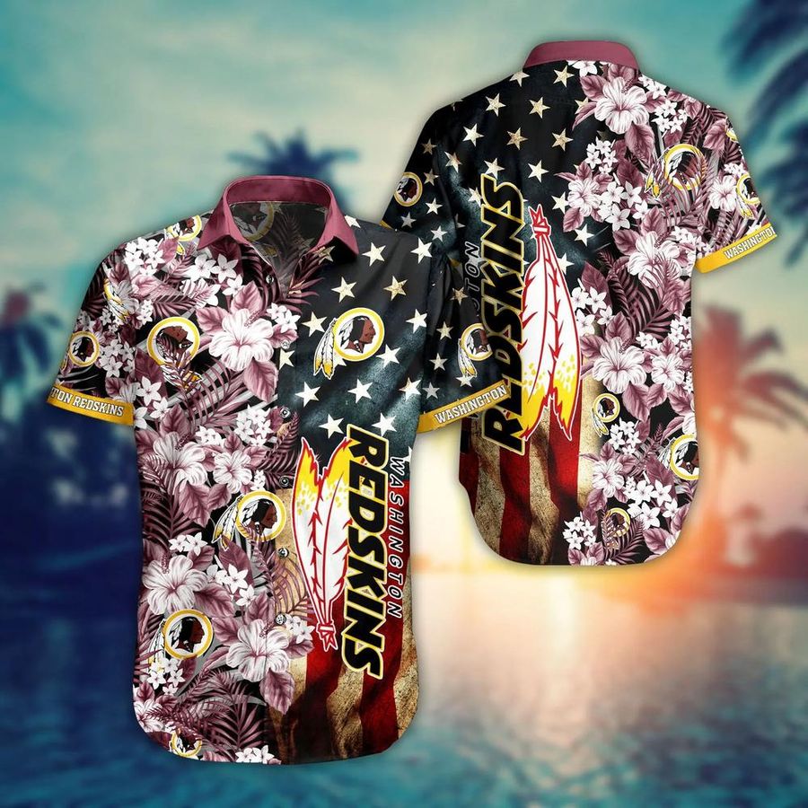 Washington Redskins NFL, Graphic US Flag Flower Hawaiian Shirt And Short New Trends Summer Gift Best Ever Fans
