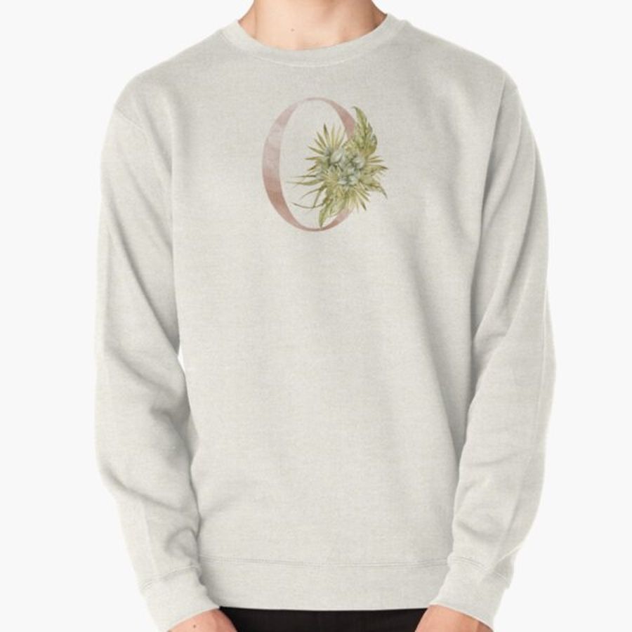 Watercolor floral tropical O letter monogram print Pullover Sweatshirt